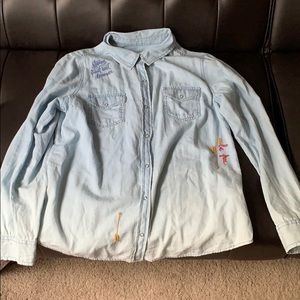 Faux denim washed shirt